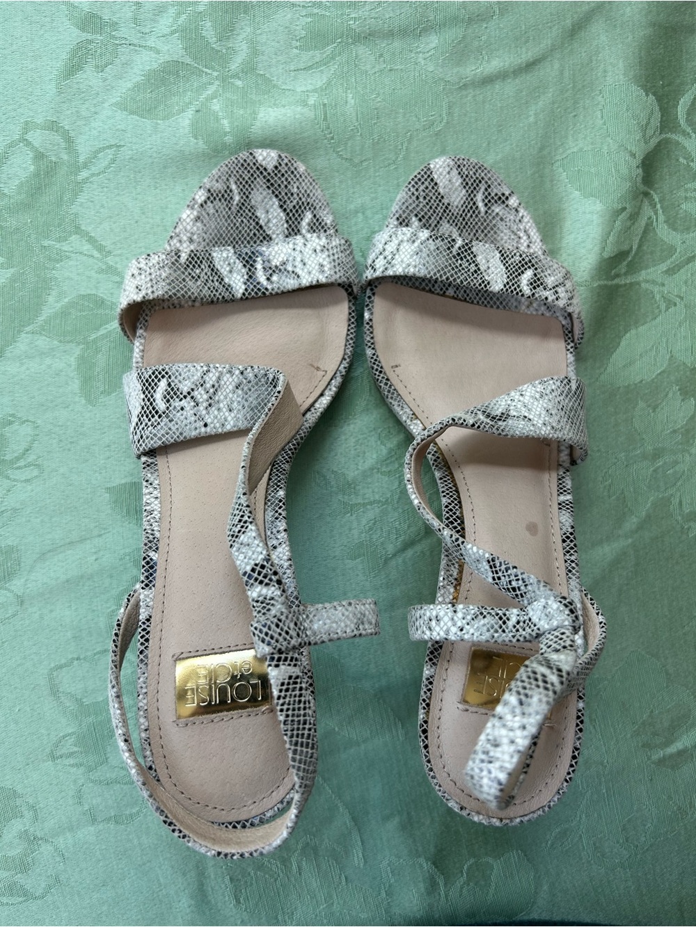 Louise et‎ Cie Snake-Print Strappy Sandals in White and Gray